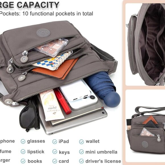 Women Shoulder Handbag Roomy Multiple Pockets Bag Ladies Crossbody Purse Tote To - Picture 6 of 6